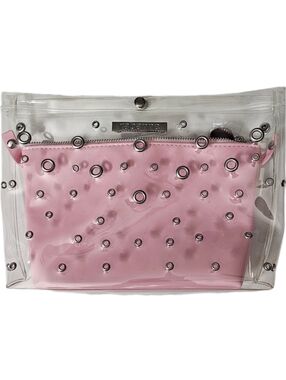 Paco Rabanne Beauty 2 in 1 makeup bag rivets clear pink zippered cosmetic bags